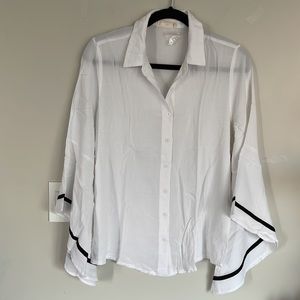 Hummingbird Botton Front 3/4 Bell Sleeves Top Size S